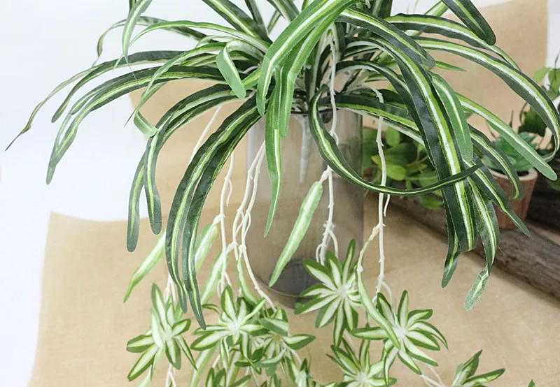 Flone Artificial Chlorophytum Plant Simulation Flower Vine Fake Plastic Plant Flower Bouquet Wedding Home Party Decor Art Floral (3)