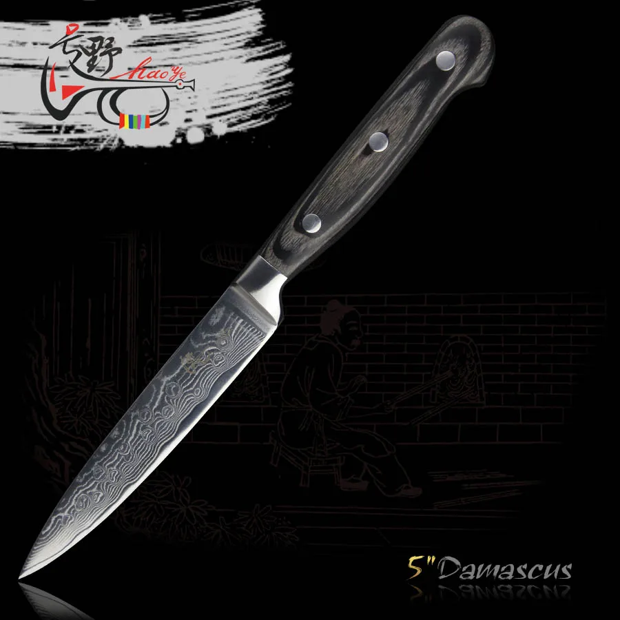 HAOYE 3.5" paring knife damascus kitchen knives small fruit peeling