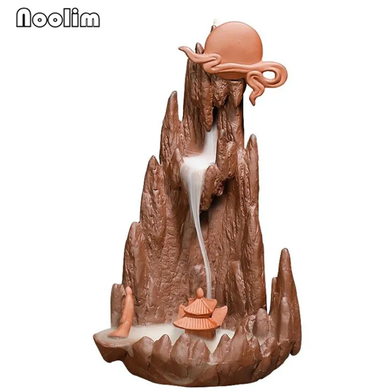 

High Mountain Waterfall Backflow Incense Burner Aroma Furnace Ceramic Incense Holder Censer Home Office Teahouse Decoration