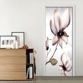 

3D Prints Flower Poster PVC Waterproof Entire Door Sticker Creative Stickers Door Wall Sticker DIY Mural Bedroom Home Decor