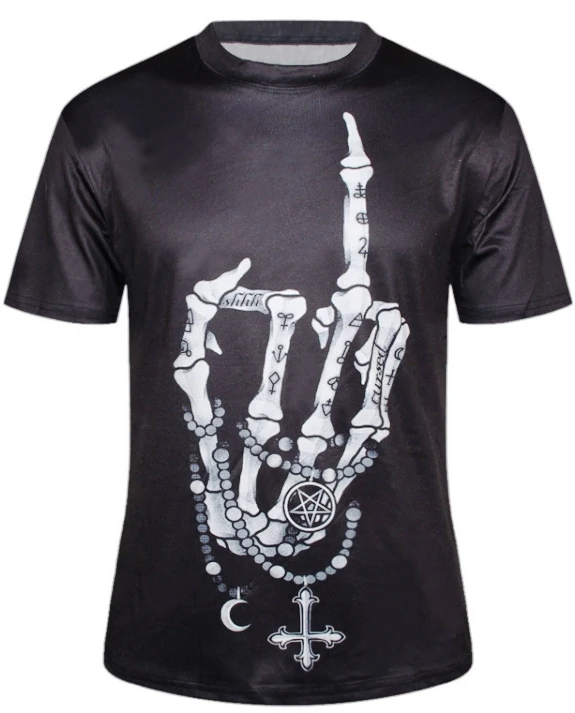 

2018 Fashion Hip Hop SKELETON MIDDLE FINGER 3D Printed STREET WEAR TSHIRT
