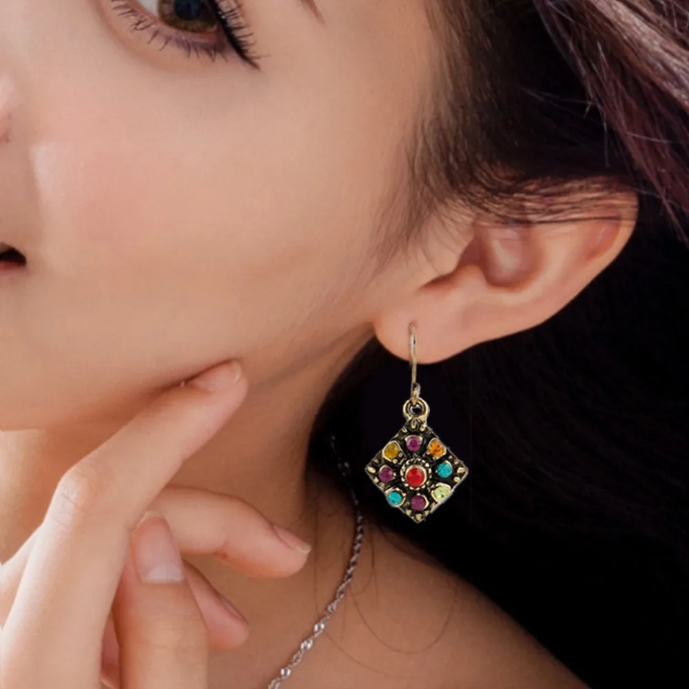 

Vintage Fashion Women Earrings Bohemian Geometric Pendant Ethnic Style Dangle Hook Earring Jewelry