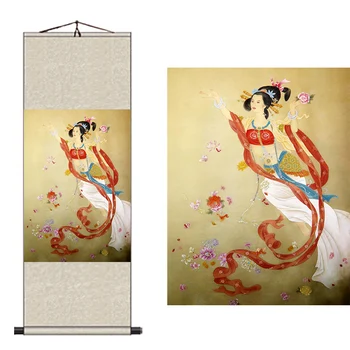 

The hotel maid figure calligraphy and painting decorative paintings of Feng Shui hotel room maid painting flying