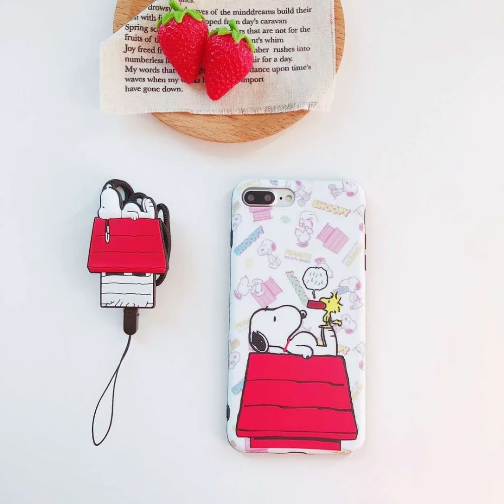 

New Cartoon wristband cute Snoopy chain cover case for iphone 6 6S S plus 7 7plus 8 8plus X 10 XR XS Max Cartoon phone cases