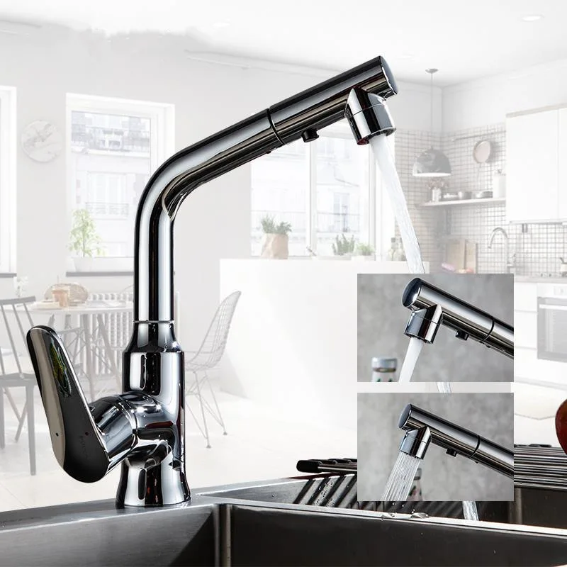 

Kitchen Faucets Single Handle Chrome Pull Out Kitchen Faucet Single Hole Handle Swivel 360 Degree Sink Mixer Tap Deck Mounted