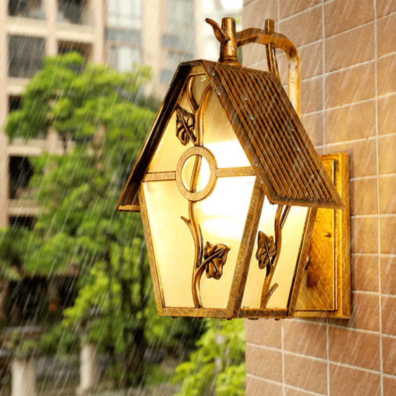 Rustic Garden Courtyard Wall Sconce Led Wall Fixture Cottage Style Outdoor Wall Lighting Vintage Waterproof Wall Lamp E27 home