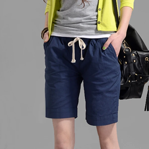 plus size black linen shorts