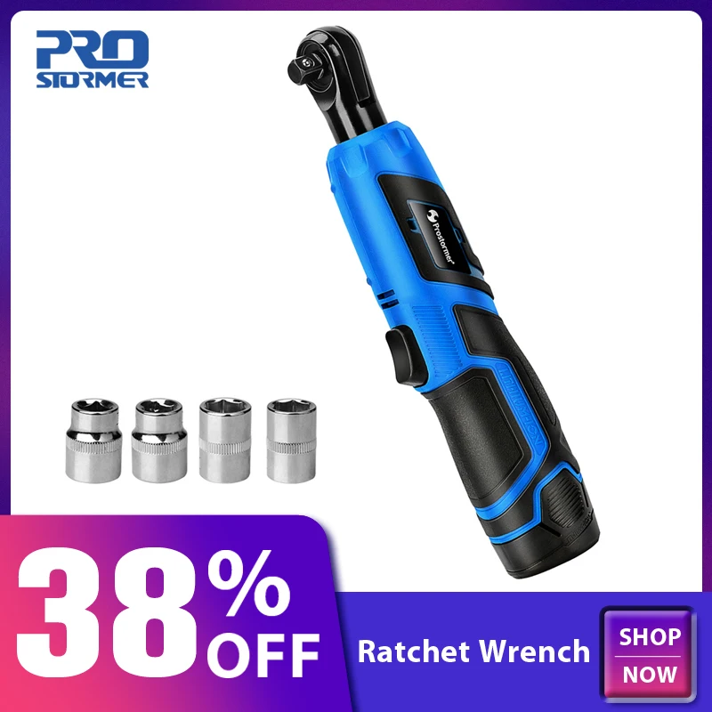 PROSTORMER 12V Electric Wrench Kit 3/8 Cordless Ratchet Wrench Rechargeable Scaffolding 40NM Torque Ratchet With Sockets Tools PROSTORMER 12V Electric Wrench Kit 3/8 Cordless Ratchet Wrench Rechargeable Scaffolding 40NM Torque Ratchet With Sockets Tools