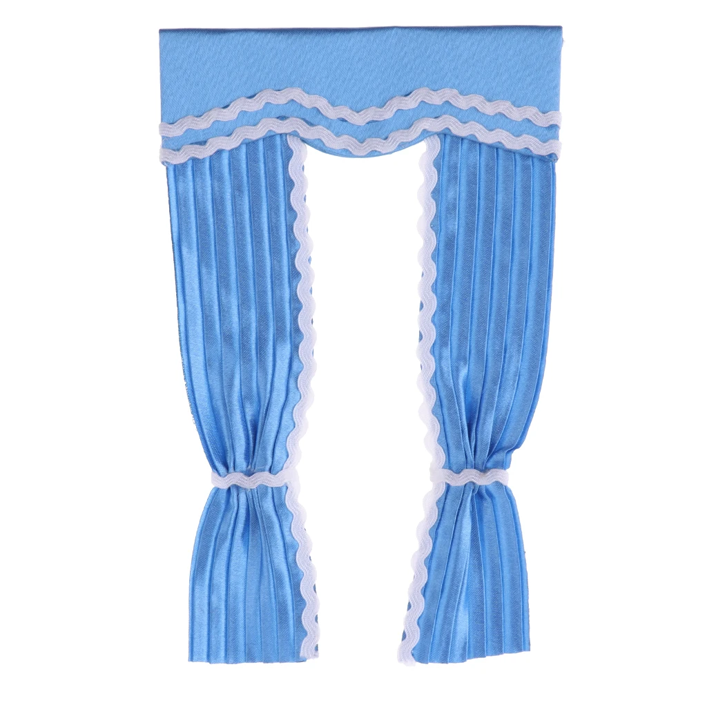 1:12 Scale Dollhouse Miniature Cute Satin Silk Long Curtain for Dolls Bedroom Room Furniture Decor Accessory