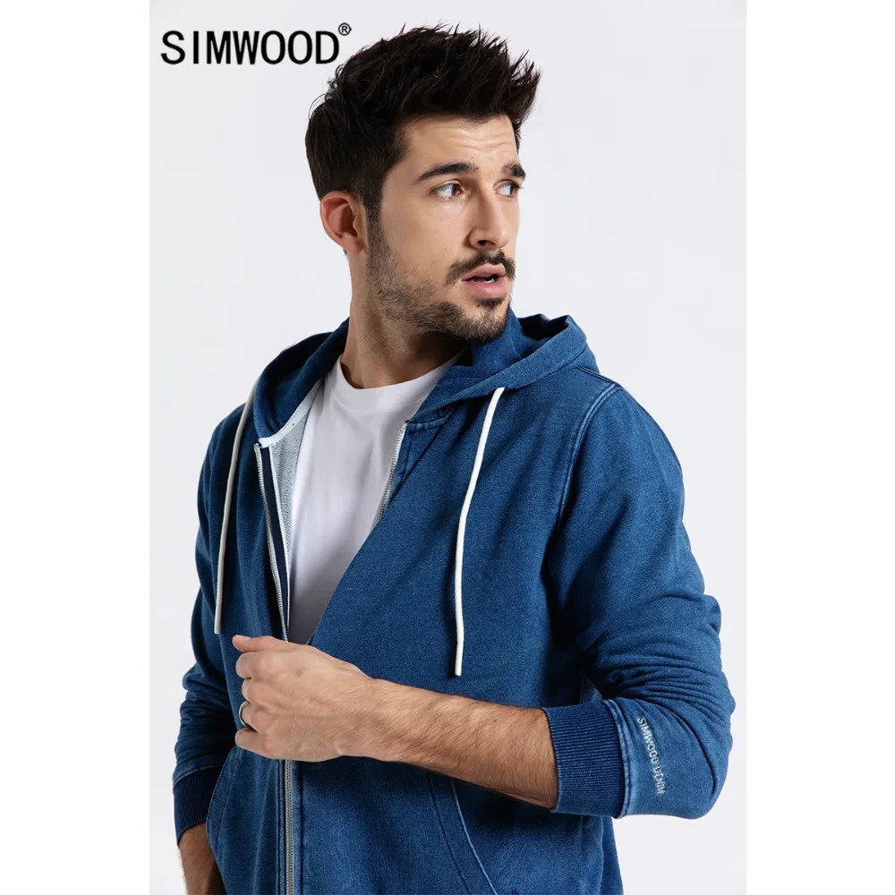 Download SIMWOOD autumn New Zip Hoodie Men Vintage Back Letter ...
