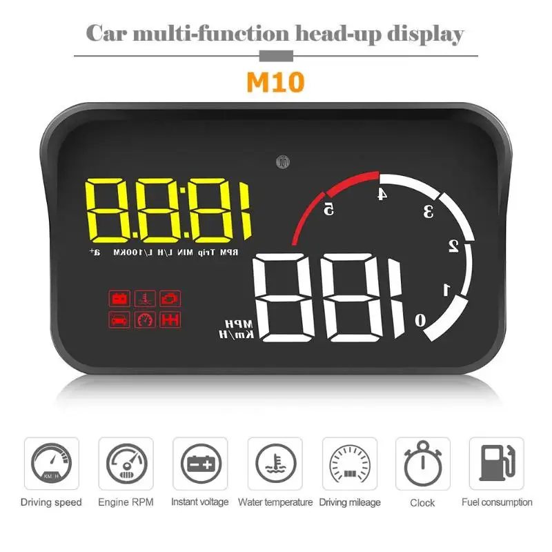 

VODOOL M10 Car HUD Head Up Display OBD II OBD2 Overspeed Warning Voltage Security Alarm System Windshield Speed Clock Projector