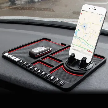 

Car Phone Holder Auto Bracket Car Parking Card Anti Slip Mat Car Dashboard Mount Holder Red Universal