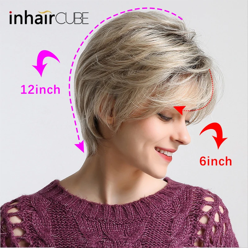 Синтетические волосы INHAIR CUBE короткие прямые пушистые смешанные цвета серые