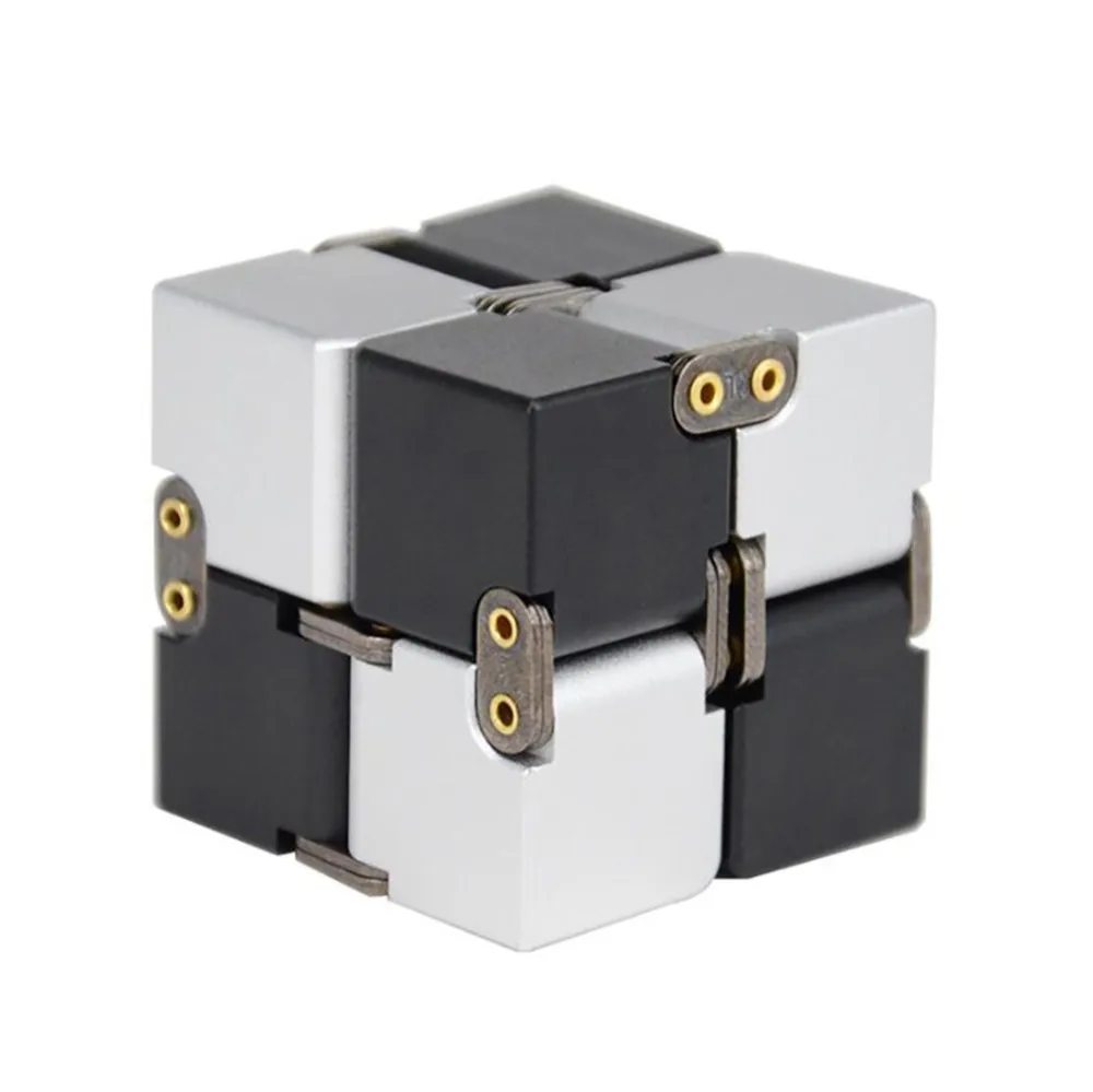 

2018 New Aluminium alloy Infinity 17 Col Fidget Cube High Tech Anti Stress Metal Adults Kids Gift EDC for ADHD Funny Finger Toys