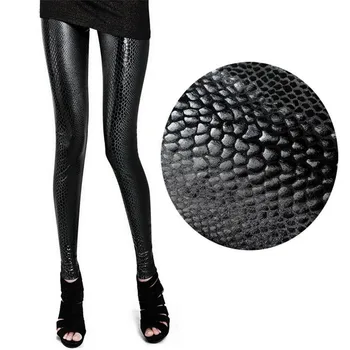

VISNXGI Fashion Serpentine Sexy Leggings Womens Leggins Stretch Faux Leather Pants Plus Size Snake Skinny Ankle-Length Leggings