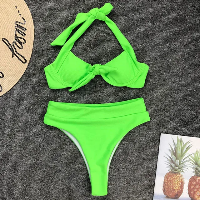 green ribbed bathing suit