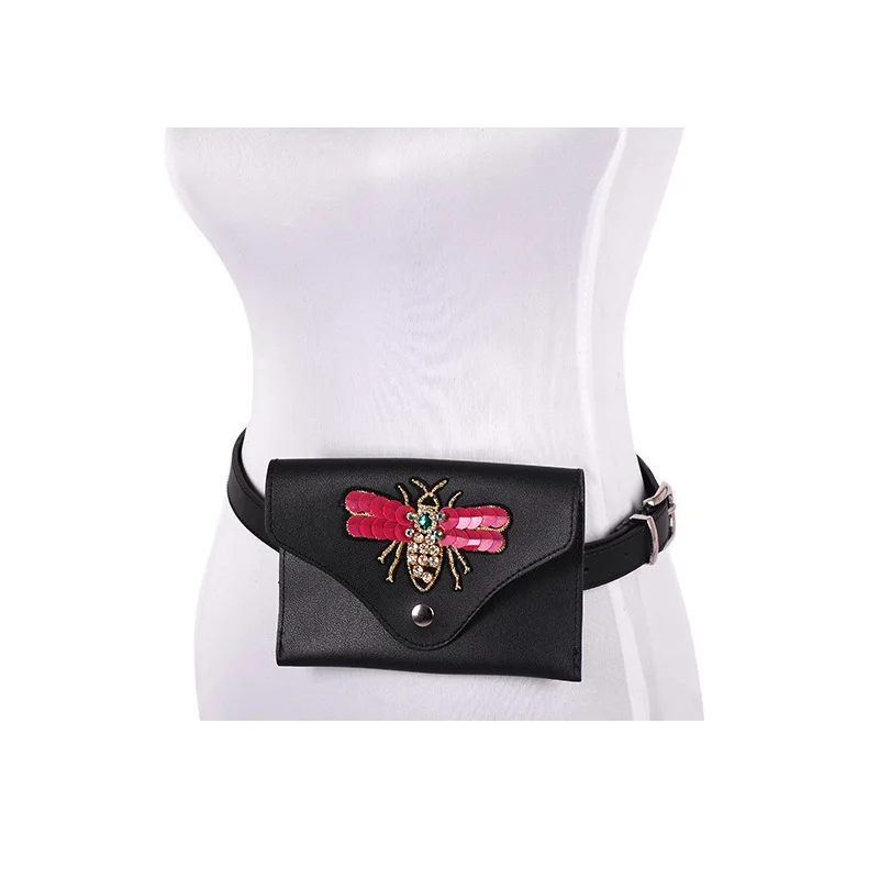 Новый Стрекоза Вышивка ручной сумка Ремни для Для женщин со стразами корсет пояс Riemen Pu кожаный бумажник сумка Ceinture Feminio
