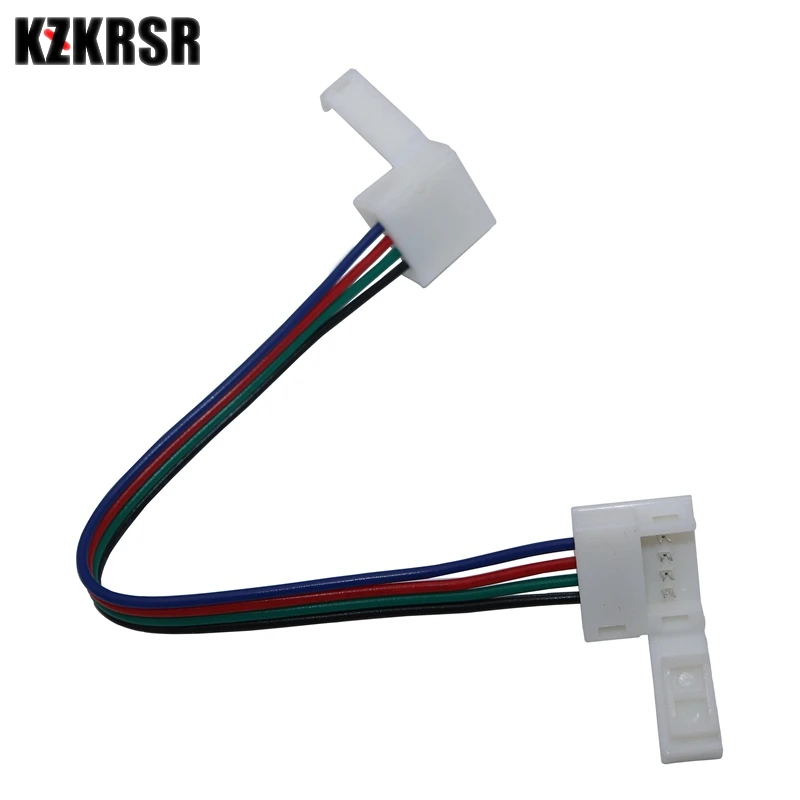 

KZKRSR 5pcs 4Pin Two Head Connector Wire Cable Adapter 4 pin 10mm For SMD 5050 RGB IP65 Waterproof LED Strip light No Welding