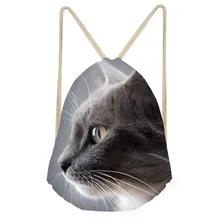 Забавные 3D кошки/головы котенка печати для женщин и мужчин мешки с Кулиской Путешествия Пляж Рюкзак для подростков Softback хранения BackpacksSumka