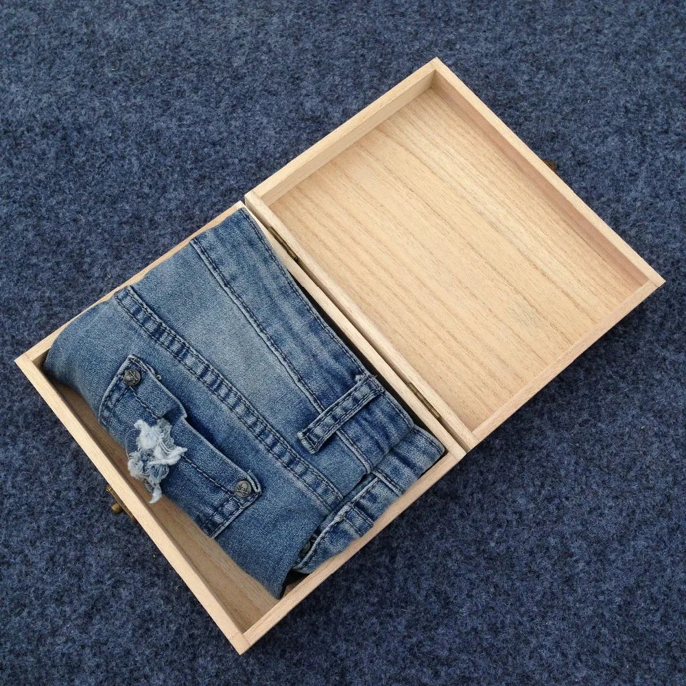 

Vintage Art Wooden Box For Underwear Scarf Clothing Packing Box Rectangular Gift Box 18.5*14.2*4.8cm Can Customization