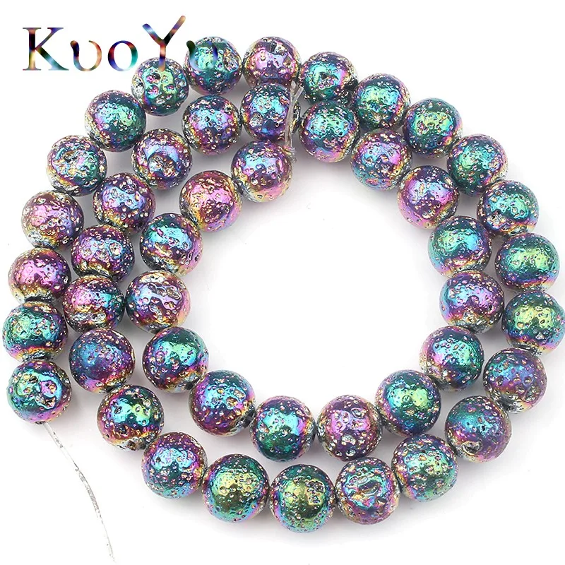 

Diy Multicolor Rock Volcanic Lava Stone Charm Bracelet Natural Stone Beads Round Loose Spacer Beads For Jewelry Making 4-10mm