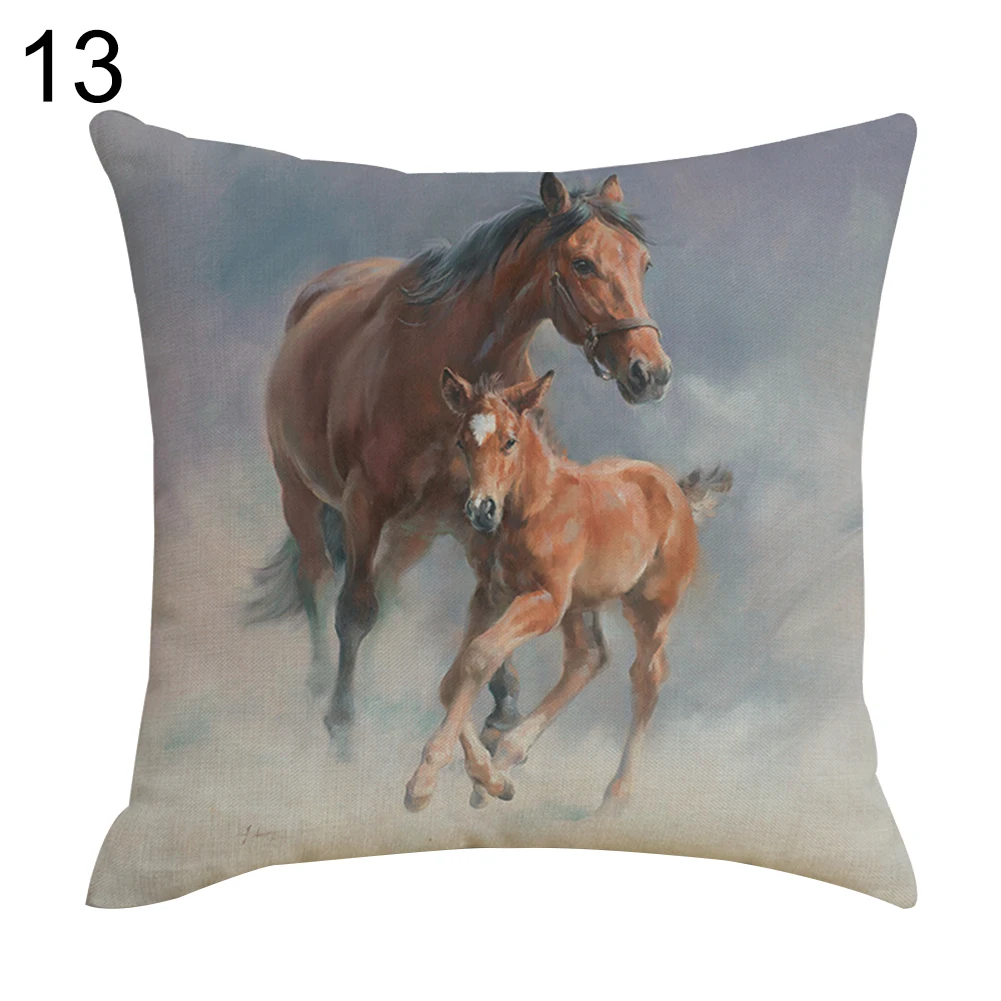 Реалистичный лошадиный с принтом из хлопка и льна квадратная подушка домашний Декор Подушка Чехол 45 см х 45 см - Цвет: 13