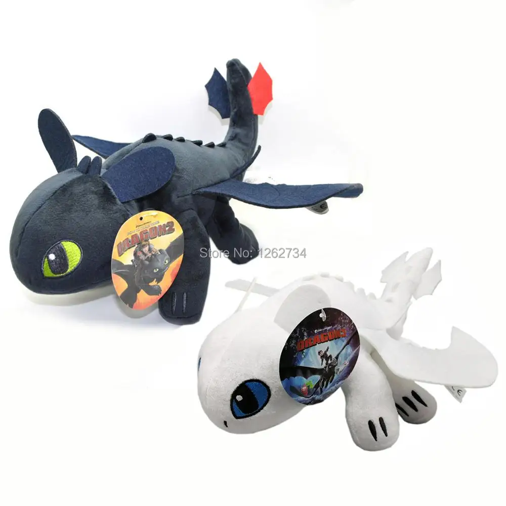 

Free Shipping EMS 20/Lot 2 Styles Light Fury Night Fury 12" 30CM Plush Doll Figure Toy