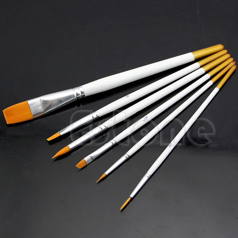 

New 6Pcs/Set Professional Artist Brush Paint Nylon Hair Watercolor Oils Acrylics DropShip