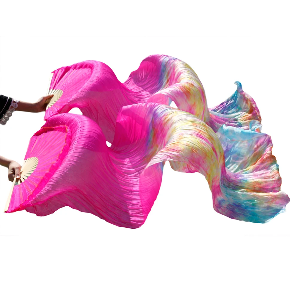 Высокое качество шелк танец живота веер танец натуральный шелк вуали слева+ справа цвета в продаже 180*90 см цвет изображения - Цвет: as picture
