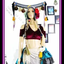 Танец живота бархат падение короткий рукав чоли Топ Племенной одежды ATS Топ FB58