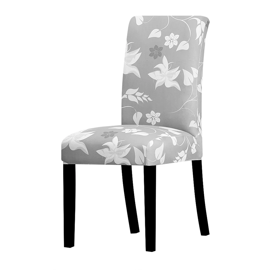 

Print grey flower chair cover Slipcovers Stretch Removable Dining seat Covers Hotel Banquet restaurant housse de chaise