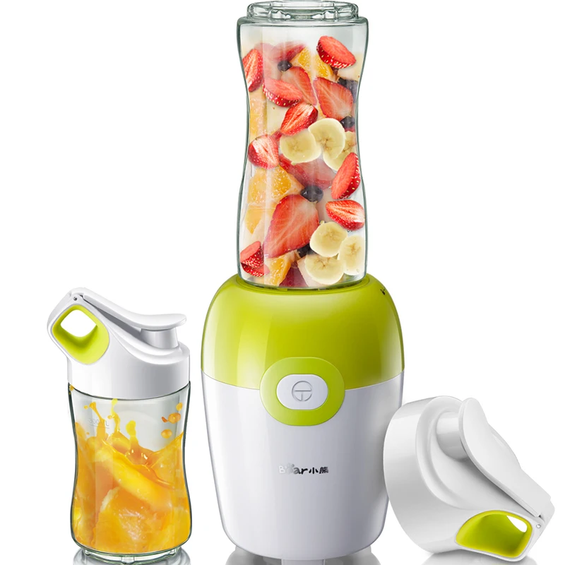 

220V Portable Electric Juicer Cup Multifunctional Juicer Smoothie Maker Fruit Vegetable Squeezer With 2 Cups