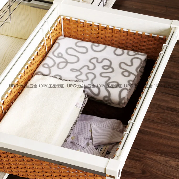 Wardrobe cloakroom hardware damper telescopic push-pull storage rattan basket | Мебель