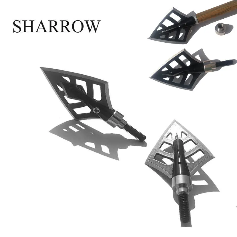 6pcs Hunting Black Broadheads 4 Blades Arrowhead 125Grain Arrow Point