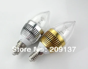 

Freeshipping 10pcs/lot E14 E12 9W led candle bulb/Light/Lamp 85-265V Gold/Silver Warm white/Nature white