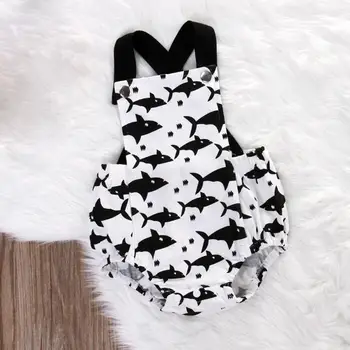 

Newborn Toddler Infant Baby Girls Shark Sleeveless Bodysuit Summer Cotton Playsuit Jumpsuit Clothes Outfits