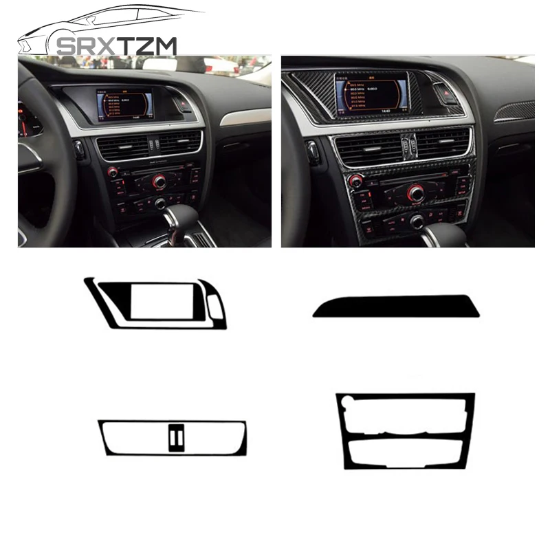 

SRXTZM New Carbon fiber Interior Control CD Panel Cover Trim For Audi A4 B8 A5 Air conditioning Outlet Frame Decoration Trim