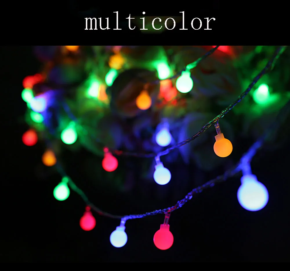 10 м 100 светодиодный/20 м/200 светодиодный/30M300 светодиодный Рождественский шар гирлянды IP44 открытый праздник свадебные вечерние украшения освещение - Испускаемый цвет: multicolor
