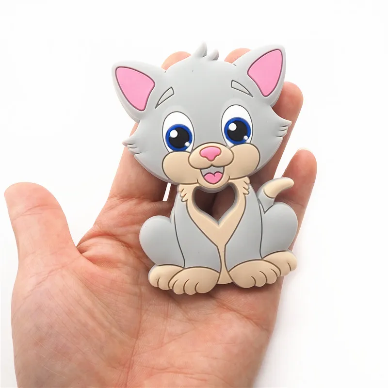 Chenkai 1 шт. Силиконовый грызунок с котом DIY Детский жевательный кулон для кормления сенсорный котенок Прорезыватель зубов кольцо для соски Ювелирная игрушка Gfit