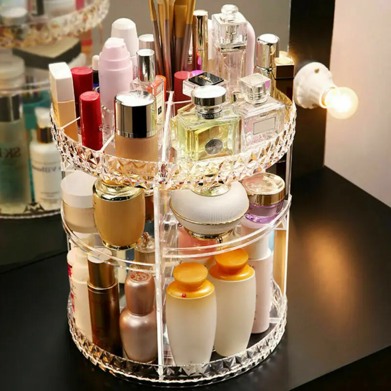 

360 degree rotating makeup organizer brush holder jewelry organizer jewelry case cosmetic makeup storage box bookcase new