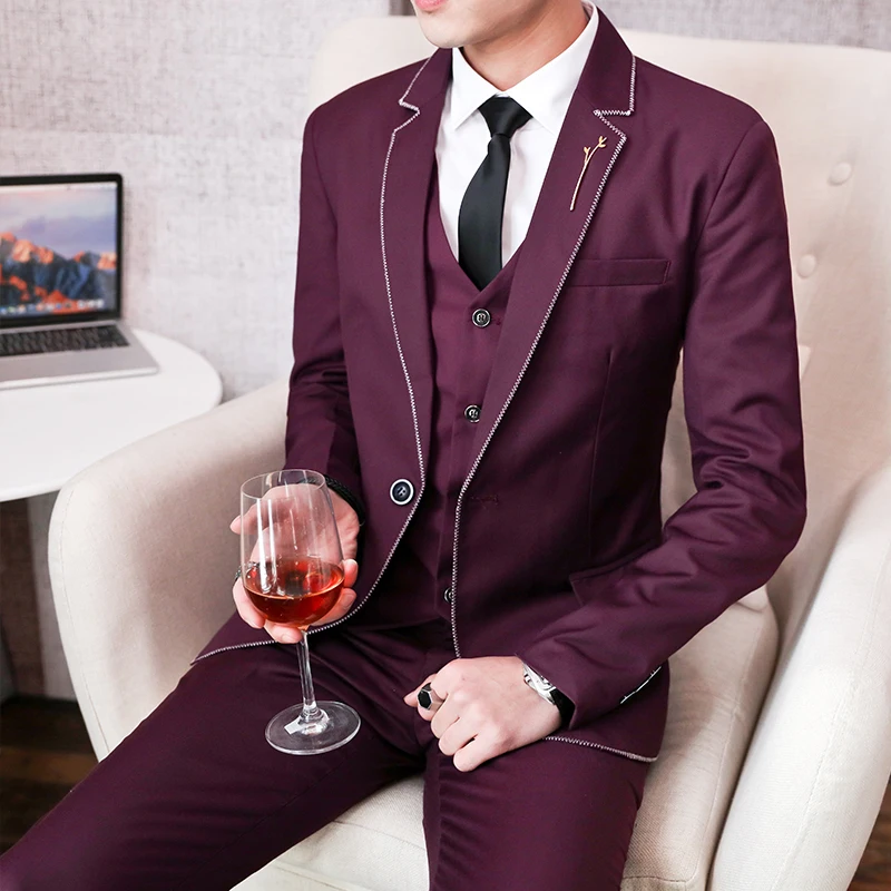 Mens Suits Jackets & Pants & Vests Max Size 5XL Suit 3 Piece Sets Men Business Wedding Banquet Male Blazer Suits