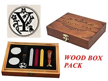 

Luxury Letter Y Wood Gift Box Pack Vintage Alphabet Initial Engraved Wedding Invitation Classical Old-fashioned Antique Wax Seal
