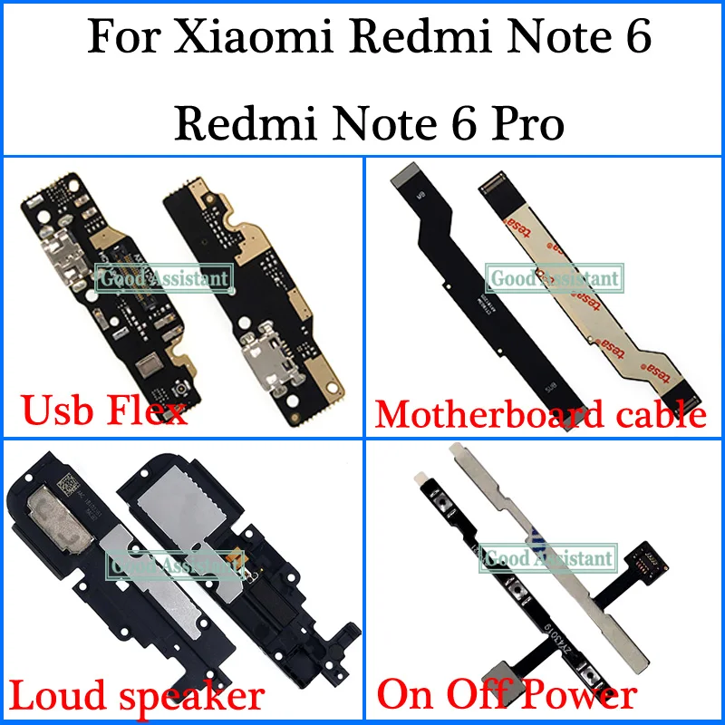 Для Xiaomi Redmi Note 6/Redmi Note 6 Pro Global Usb Flex материнская плата кабель громкий динамик выключатель Кнопка громкости гибкий кабель
