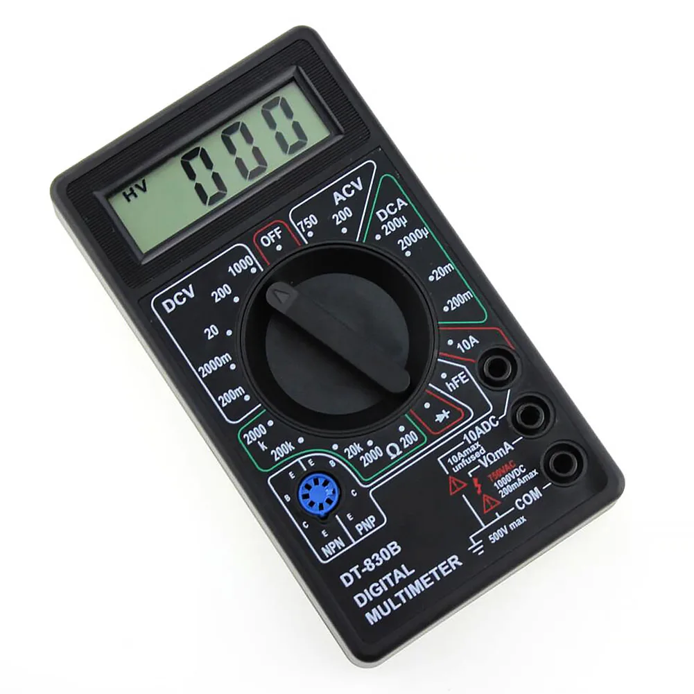 

DT-830B Prtical Digital LCD Voltmeter Volt Tester Plastic Ohmmeter Test Lead Multimeter Mini Auto Range Manual Handheld