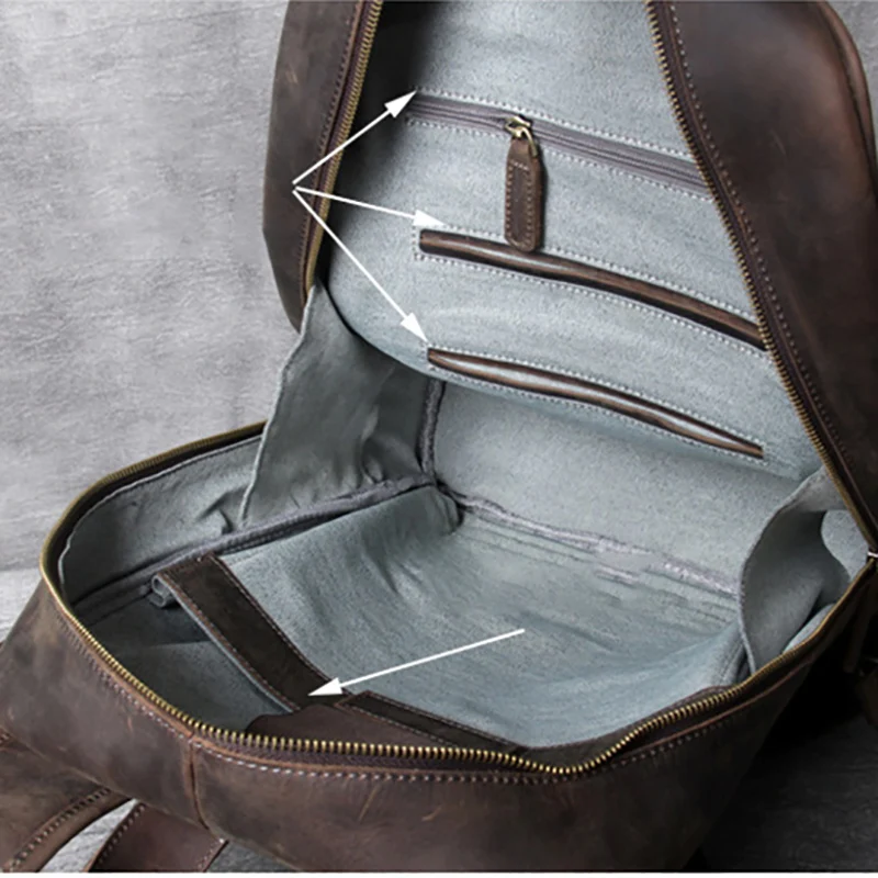 AETOO Retro head cowhide men's shoulder bag leather handmade computer backpack