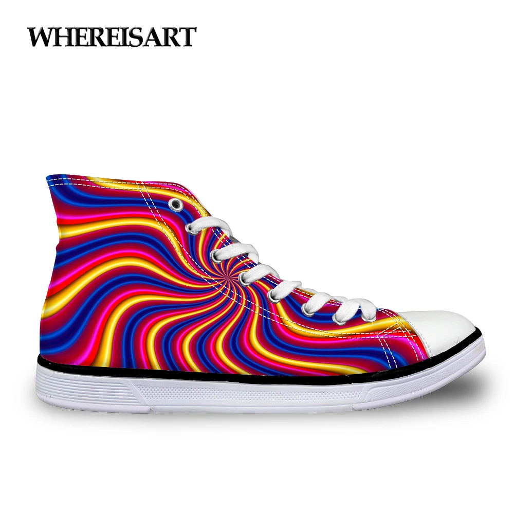 

WHEREISART Fashion Spring Autumn Women High Top Canvas Shoes,Female Leisure Breathable Vulcanize Shoes Casual Lady Lace Up Shoe