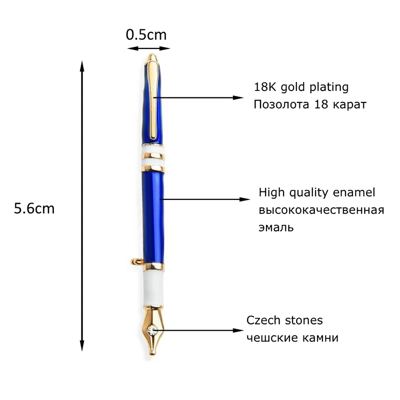 Классические эмалированные Броши Wuli& Baby в виде синей и красной ручки для женщин и мужчин, металлическая брошь на булавке, подарки