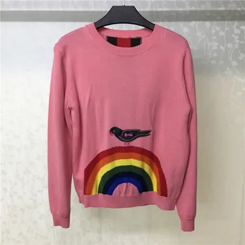 

Wool Sweater Women High Quality Autumn 2018 Long Sleeve Sweater Pullover Fashion Embroidery Sweater