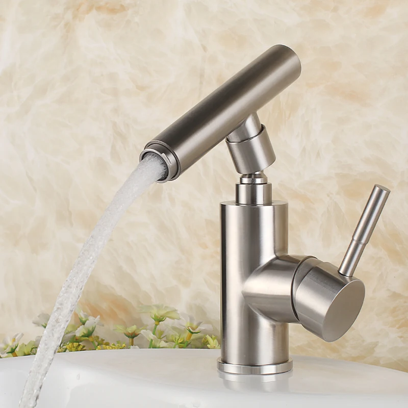 Brushed Nickel Stainless steel high quality Bathroom Basin Faucet Vessel Sink Mixer Tap Single