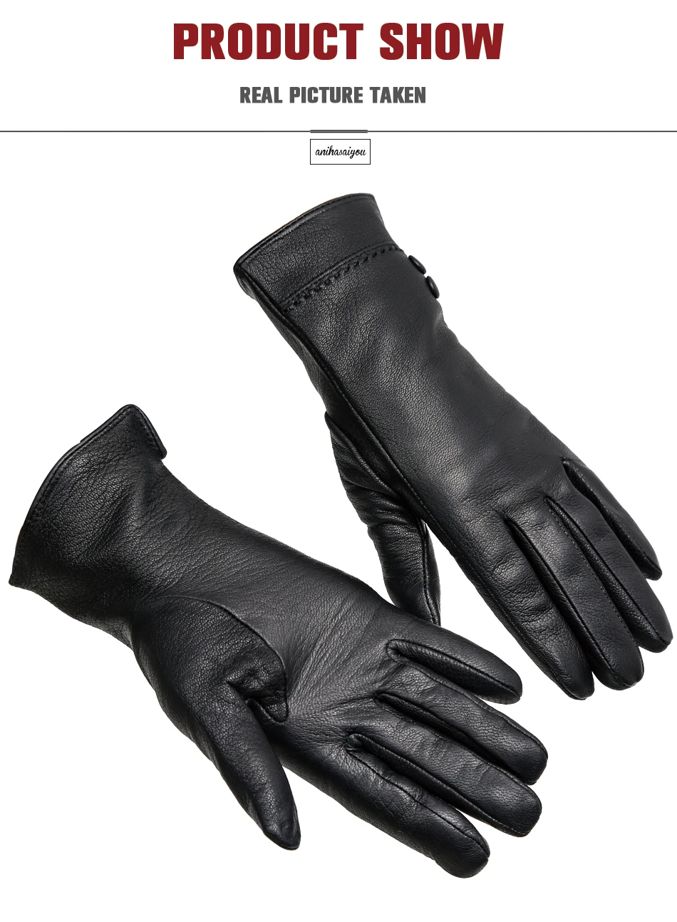 Высококачественные женские перчатки из натуральной кожи, теплые женские кожаные перчатки, женские зимние варежки из натуральной кожи с боковой пряжкой-2207